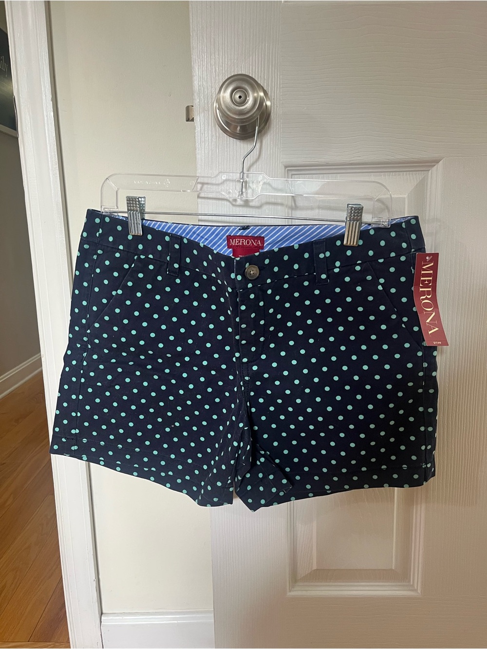 Merona Navy Shorts with Teal Polka Dots